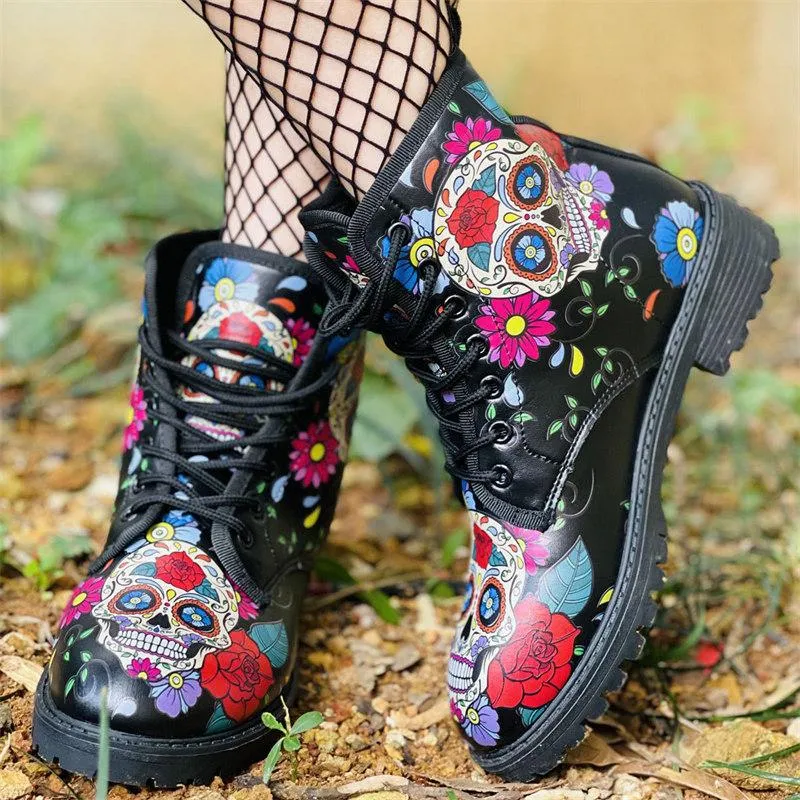 3D Pattern Printed Short Tube Martin Boots